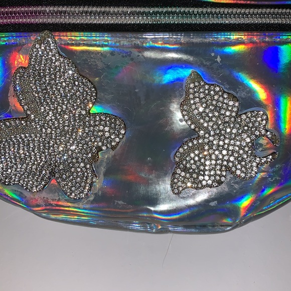 Waistbag ,holographic with rhinestone butterflies - Picture 3 of 10